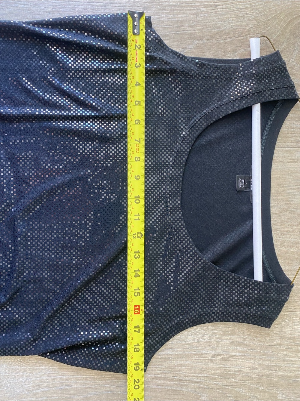 St. John Caviar Black Shimmer Sleeveless Tank Top Size Large - Picture 6 of 6